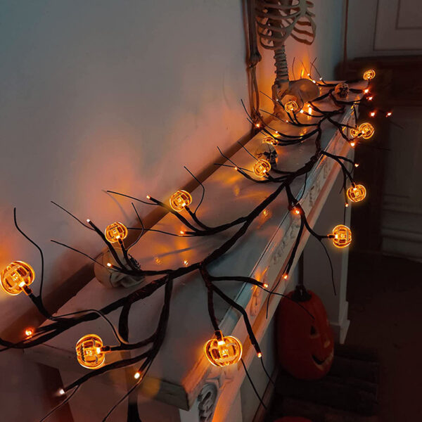 Halloween LED Willow Vine String Light Cool Cartoon Bat Pumpkin Decoration For Indoor Outdoor Party House Decor - Image 7