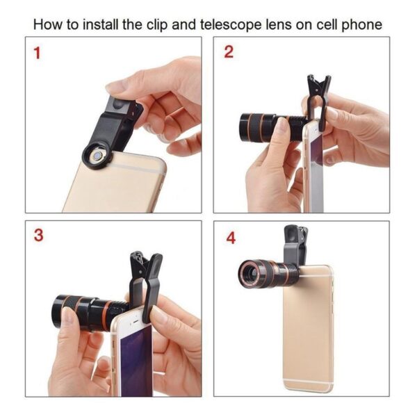 HD 8X Clip On Optical Zoom Telescope Camera Lens For Universal Mobile Cell Phone - Image 6